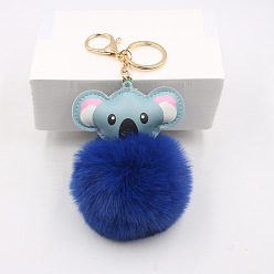 Средно-синий Милый брелок с изображением коалы для женщин, Подвеска-подвеска в виде автомобиля из искусственного меха кролика, светло-синий, 13x10 см