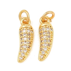 Настоящее золото 18K Латунные микро проложить кубического циркония прелести, горячие прелести перец, без свинца и без кадмия, стойки покрытие, долговечный, реальный 18 k позолоченный, 13.5x4.5x2.5 мм, Перейти кольцо: 4x0.7 мм, внутренний диаметр: 2.5 мм