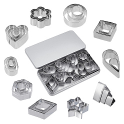 Нержавеющая Сталь Цвет 30 шт. 10 стили формочки для печенья из нержавеющей стали, разнообразные, цвет нержавеющей стали, 26x24x16.5 мм, 3 шт / стиль