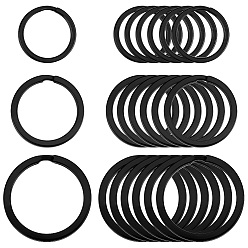 Черный 30 шт. 3 стили железные сплит-брелки для ключей, чёрные, 20~30 мм, внутренний диаметр: 16~24.5 мм, 10 шт / стиль