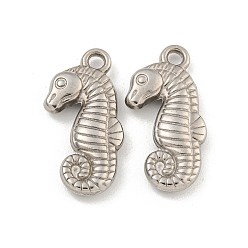 Нержавеющая Сталь Цвет Не тускнеющие 304 подвески из нержавеющей стали, очарование морского конька, цвет нержавеющей стали, 21x10x3 мм, отверстие : 2 мм