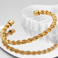 Золотой Латунь манжеты браслеты, Браслеты из витой веревки для женщин, золотые, внутренний диаметр: 2-3/8 дюйм (6 см) ~ 3-1/8 дюйм (8 см)