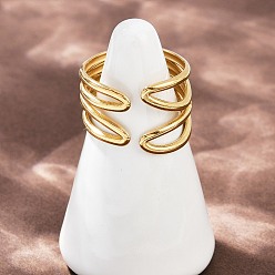 Золотой 304 регулируемые открытые манжеты из нержавеющей стали для женщин, золотые, 14 мм, внутренний диаметр: регулируемый