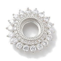 Платина Стойка покрытие латунь микропаве прозрачный кубический цирконий кабошон соединительные настройки, долговечный, без свинца и без кадмия, цветок, платина, лоток : 8.4 мм, 19x5.7 мм, отверстие : 1x2 мм