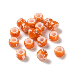 Коралловый Европейские бусины из АБС-пластика, окрашенные распылением, бусины с большим отверстием, круглые, коралл, 9x6 мм, отверстие : 4 мм, Около 1600 шт / 500 г
