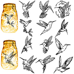Птица Пленка для лампы из ПВХ для красочного светильника своими руками, подвесная лампа, банка из матового стекла, колибри, 100x90 мм, 12 стиль, 1 шт / стиль, 12 шт / комплект