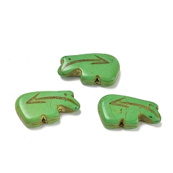 Green Dyed Synthetic Turquoise Beads, Zuni Bear, Green, 12.5x20.5x5mm, Hole: 1.2mm