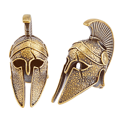 Античная Бронза 2шт. латунные европейские бусины в тибетском стиле, бусины с большим отверстием, шлем, античная бронза, 33.5x13x19.5 мм, отверстие : 4 мм