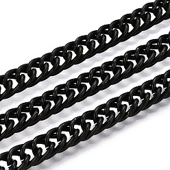 Черный Алюминий обуздать цепи, несварные, с катушкой, чёрные, 10x6.5x1 мм, около 65.62 футов (20 м) / рулон