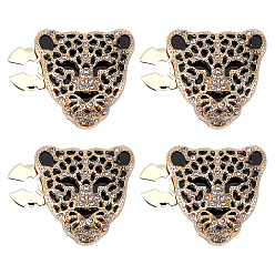 Doré  Boutons de manchette en strass alliage, leopard, or, 35x35x12mm