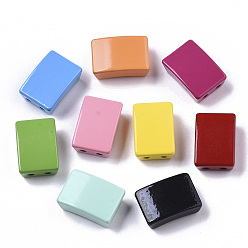 (52) Непрозрачная лаванда Окрашенные распылением легкосплавные многожильные звенья, без кадмия и без свинца, для изготовления эластичных браслетов, прямоугольные, разноцветные, 11.5x8x4.5 мм, отверстие : 1 мм