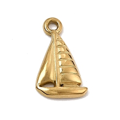 Plaqué 18K Or Véritable Pendentifs en acier inoxydable, charmes de voiliers, placage ionique (ip), réel 304 k plaqué or, 18mm, Trou: 18.5x11x2mm