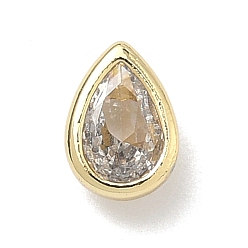 Прозрачный Кабошоны из кубического циркония в форме капли из латуни с микропаве, стойки покрытие, долговечный, без свинца и без кадмия, реальный 18 k позолоченный, прозрачные, 7.5x5x3 мм