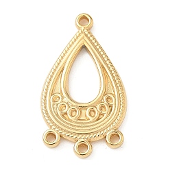 Настоящее золото 18K 304 нержавеющей стали ссылки люстра компонент, слеза, реальный 18 k позолоченный, 27x15.5x2.5 мм, отверстие : 1.4 мм