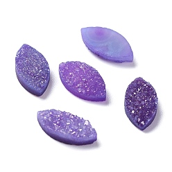 Purple Natural Druzy Agate Cabochons, Dyed, Horse Eye, Purple, 14x7x3mm
