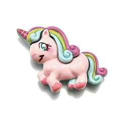 Pink Кабошоны из непрозрачной смолы «единорог», для изготовления ювелирных изделий, розовые, 24.5x31.5x7.5 мм