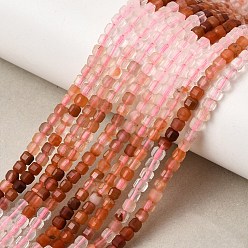 Mixed Stone Gradient Natural Red Rabbit Hair Rutilated Quartz & Natural Rose Quartz Beads Strands, Faceted Table Cut Cube Beads, 3x3x3mm, Hole: 0.5mm, about 39pcs/strand, 50''(127cm)
