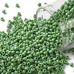 (407F) Green Opaque Rainbow Matte Toho runde Rocailles, japanische Rocailles, (407 f) grüne undurchsichtige Regenbogenmatte, 11/0, 2.2 mm, Bohrung: 0.8 mm, über 1110pcs / Flasche, 10 g / Flasche