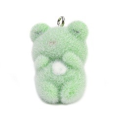 Бледно-Зеленый Подвески из непрозрачной смолы, лягушка, с платиновой петлей, бледно-зеленый, 29.5x20.5x17.5 мм, отверстие : 2 мм