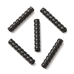 Black 304 Stainless Steel Beads, Twisted Tube, Ion Plating(IP), Black, 11x2mm, Hole: 1mm