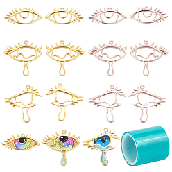 Golden & Rose Gold Alloy Open Back Bezel Pendants, For DIY UV Resin, Epoxy Resin, Pressed Flower Jewelry, with Seamless Paper Tape, Golden & Rose Gold, 74x73x25mm, 24pcs/set