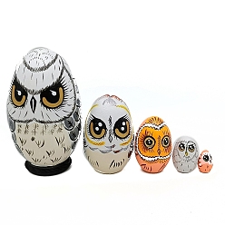 Colorful Easter Wood New Owl Nesting Egg Display Decorations, for Home Desk Decoration, Colorful, 109x69mm