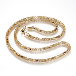 Golden 304 Stainless Steel Mesh Chain Necklaces, with Lobster Claw Clasps, Golden, 27.5 inch(70cm), 5mm