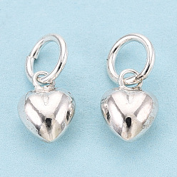 Серебро 925 стерлингового серебра прелести сердца, с прыжковых колец, серебряные, 7x5x3.1 мм, отверстие : 3 мм