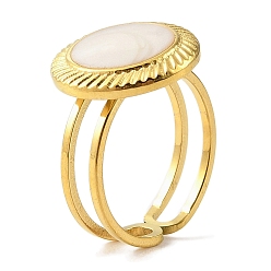 Настоящее золото 18K 304 эмалированные открытые манжеты из нержавеющей стали для женщин, ионное покрытие (ip), круглые, реальный 18 k позолоченный, внутренний диаметр: регулируемый