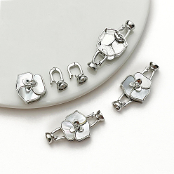 Платина Латунь раз по сравнению с застежками, с оболочкой, цветок, платина, 35x17 мм