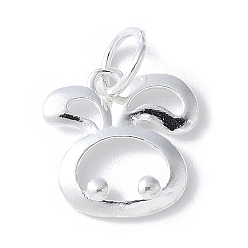 Кролик 925 подвески из стерлингового серебра с изображением китайского зодиака, с прыжковых колец, серебряный цвет гальваническим, кролик, 9.5~15x10~11.5x1~2 мм, отверстие : 3.5 мм