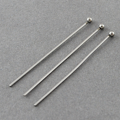 Stainless Steel Color 304 Stainless Steel Ball Head pins, 25x0.7mm, 21 Gauge, Head: 2mm