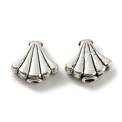 Античное Серебро Сплавочные овальные бусины тибетского стиля , без свинца и без кадмия, вентилятор, античное серебро, 9x10x4 мм, отверстие : 1.6 мм, Около 961 шт / 1000 г