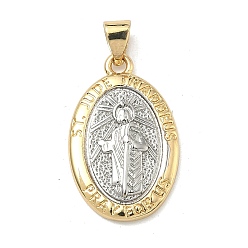 Настоящее золото 18K Латунные подвески, овальный с подвесками Святого Иуды Фаддея, без свинца и без кадмия, стойки покрытие, долговечный, реальный 18 k позолоченный, 22.5x14x2.7 мм, отверстие : 3.8x3.3 мм