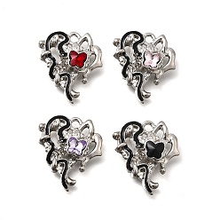 Платина Подвески из эмали и сплава, бабочка, со стеклом, платина, 24x21x7 мм, отверстие : 2.1 мм