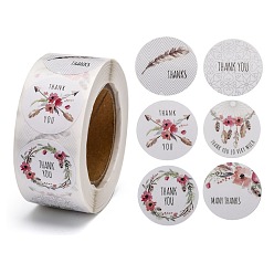 Coloré 1 pouces merci autocollants, autocollants autocollants en papier kraft autocollants, étiquettes adhésives, pour le festival, Noël, cadeaux de vacances, avec le mot merci, colorées, autocollant: 25 mm, 500pcs / roll