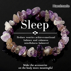 Amethyst Natural Amethyst Chip Beaded Stretch Bracelets, 6.89 inch(17.5cm)