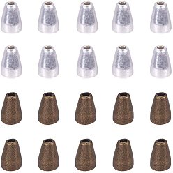 Mixed Color Tibetan Style Alloy Bead Caps, Cone, Antique Silver & Antique Bronze, 11x8mm, Hole: 6x3mm, 30pcs/color, 60pcs/box