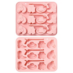 Pink 2шт. силиконовые формы для помадки в стиле вестерн-ковбой, формы для литья смолы, для шоколада, конфеты, уф-смола, изготовление изделий из эпоксидной смолы, розовые, 169x200x21 мм
