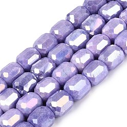 Medium Purple Anti-Tarnish Electroplate Glass Beads Strands, Column, Imitation Gemstone, Dyed, Faceted, Medium Purple, 8.5~9x7.5~8.5mm, Hole: 1~1.2mm, about 39~40pcs/strand, 13.78~14.17 inch(35~36cm)