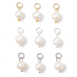 (52) Непрозрачная лаванда 3 шт. 3 цвета натуральный культивированный пресноводный жемчуг двухсторонние полированные подвески, с открытыми пружинными кольцами из нержавеющей стали 304, кремово-белые, разноцветные, 12x7 мм, отверстие : 3 мм, 1 шт / цвет