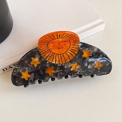 Солнце Оранжевые заколки-краб из ацетата целлюлозы, солнце, 100x45 мм