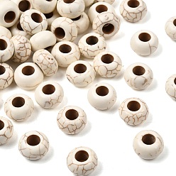 Светлый Золото-желтый Синтетические Howlite европейские шарики, бусины с большим отверстием, окрашенные, рондель, светлый золотарник желтый, 13~14x8~8.5 мм, отверстие : 5~6 мм