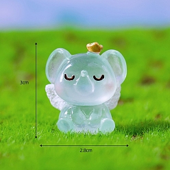 Светло-Синий Статуэтки слонов из светящейся смолы для украшения рабочего стола автомобиля, светящиеся в темноте украшения, голубой, 28x30 мм