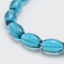 Steel Blue Transparent Glass Beads Strands, Faceted, Drum, Steel Blue, 11.5x8mm, Hole: 1.2mm, about 30pcs/strand, 13.7 inch(35cm)