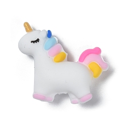 Разноцветный Силиконовые бусины, фокусные бусы, единорог, красочный, 27x30.5x12.5 мм, отверстие : 3 мм