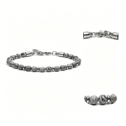 Kartenstein Runde Armbänder aus Natursteinperlen mit Edelstahlverschlüssen, Edelstahl Farbe, 304 Zoll (9.06 cm)