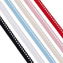 Couleur Mélangete 48m 6 Couleurs bordure en dentelle polyester, accessoires de vêtements, couleur mixte, 3/8 pouces (10 mm), environ 8.75 yards (8m)/couleur