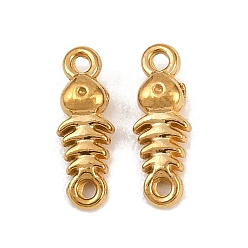 Real 18K Gold Plated Ocean Theme 304 Stainless Steel Connector Charms, Fishbone Links, Ion Plating(IP), Long-Lasting Plated, Real 18K Gold Plated, 11x4x2.5mm, Hole: 0.9mm, about 15pcs/bag