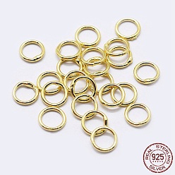 Golden 925 Sterling Silver Round Rings, Soldered Jump Rings, Closed Jump Rings, Golden, 21 Gauge, 6x0.7mm, Inner Diameter: 4mm